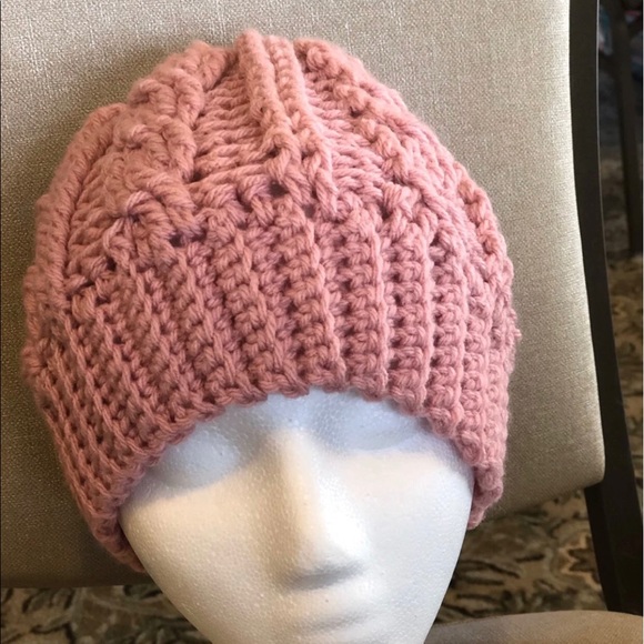 Toddler messy bun pony tail chunky knit hat - Picture 1 of 4